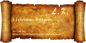 Lichtman Kálmán névjegykártya